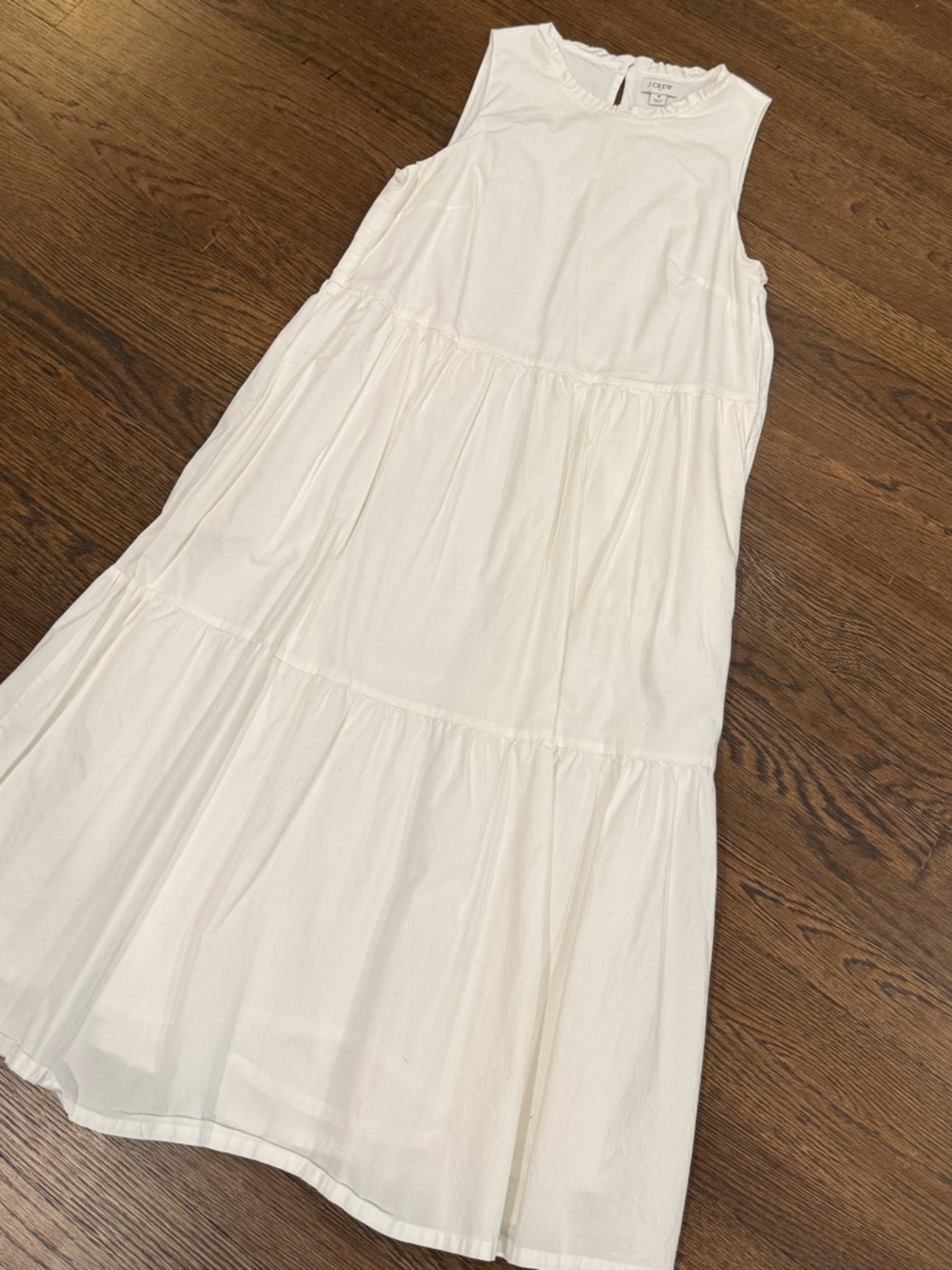 J. Crew Sleeveless White Tiered Maxi Dress